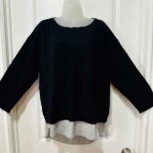 New Market & Spruce Navy Sweater w/Attached Navy & White Striped Shirt (NWOT)